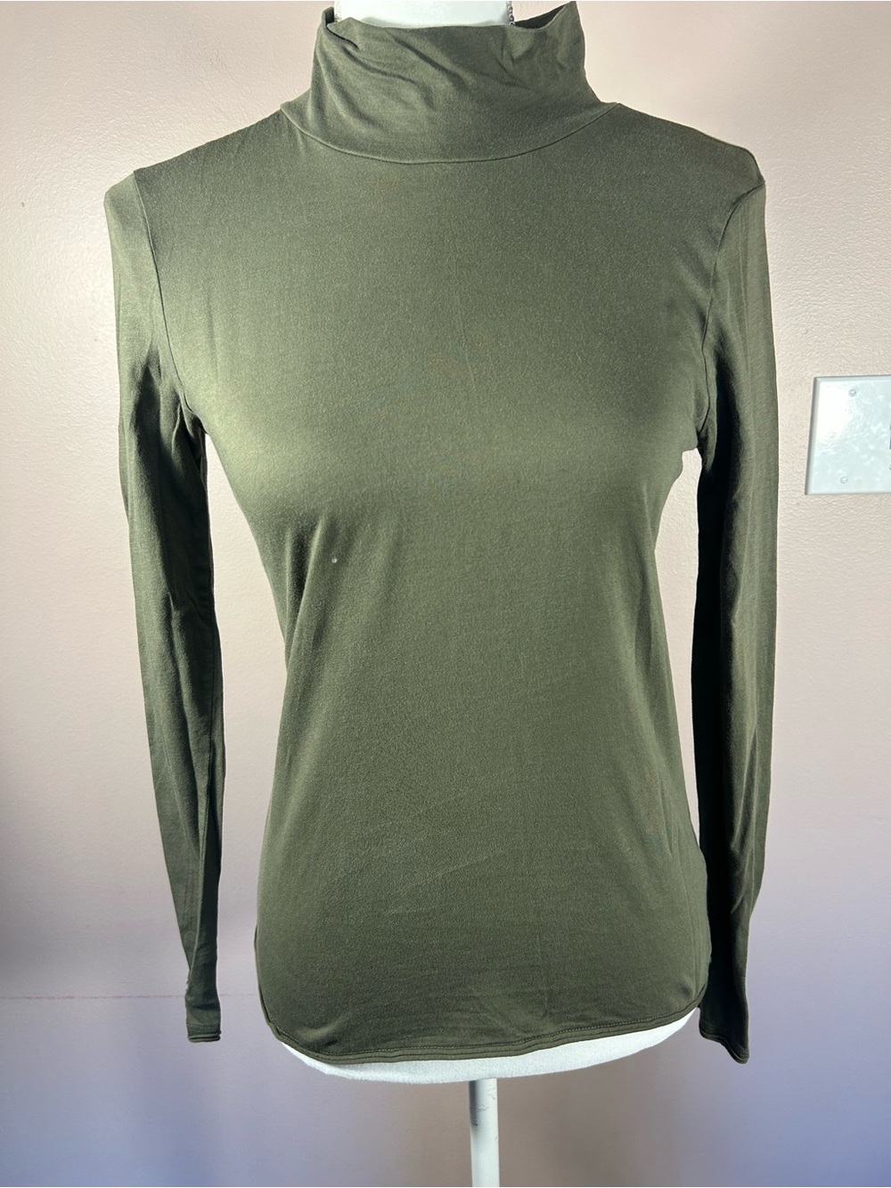 Anthropologie Olive Green Long Sleeve Turtleneck Top
